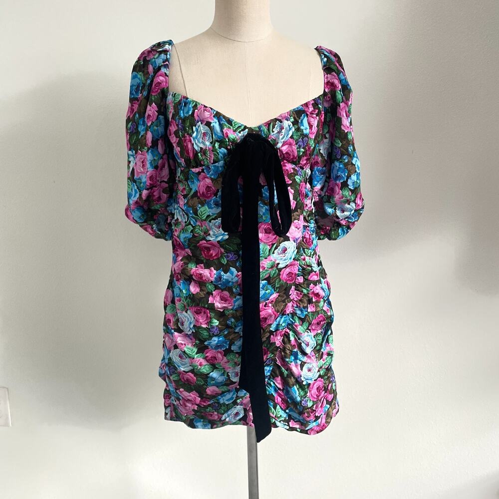 For Love And Lemons Floral Mini Dress - Pink, Blue, Green